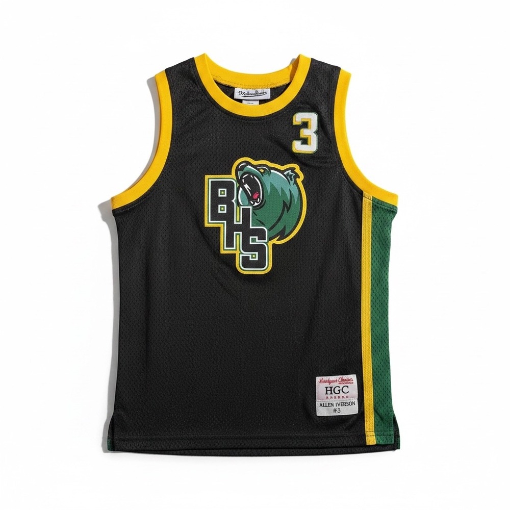 Headgear‎ Classics Basketball Jersey Kids M Black Excellent Allen Iverson Bethel
